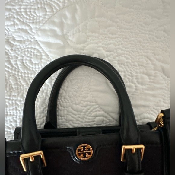 Tory Burch Black Canvas Monogram Mini Bag - Picture 7 of 10